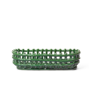 FERM LIVING Ceramic Basket oval emerald green