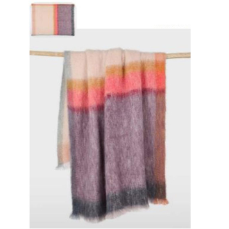 MANTAS EZCARAY Mohairdecke Rozco lilac/rose/multi stripe