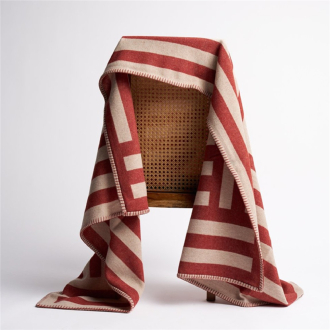 LAGOMORO ricci Blanket made in italy wolldecke rot creme...