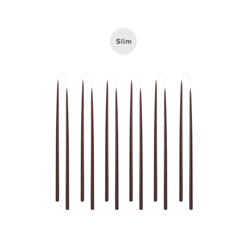 KUNSTINDUSTRIEN Slim Candles 12er Set chocolate brown Geschenkbox 1,3 x 28cm