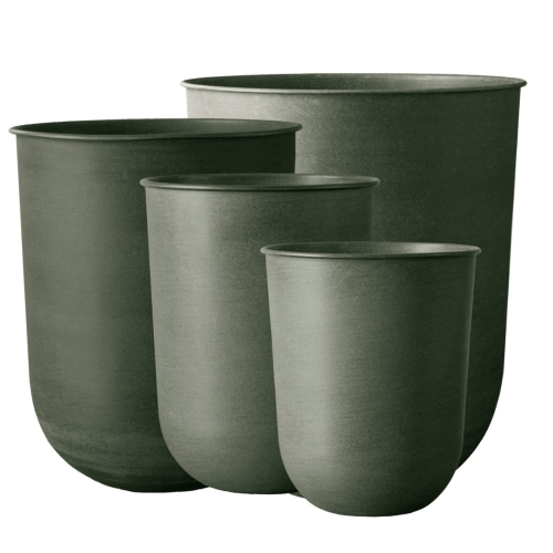dbkd out pot green 4er set art.1032 set aus metall übertöpfen frostsicher in 4 Größen für den Garten
