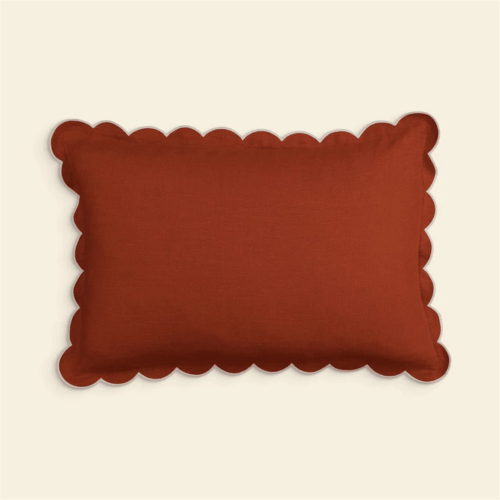 TOMÈTE Kissenbezug Scalloped Linen 30x50 red ochre