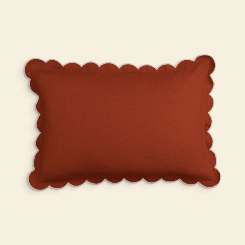 TOMÈTE Kissenbezug Scalloped Linen 30x50 red ochre