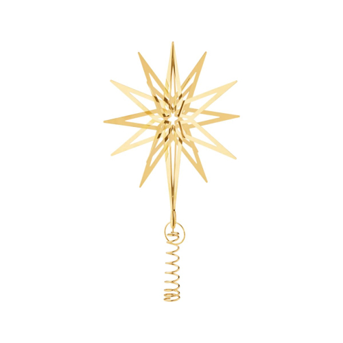 Georg Jensen Lyra Weihnachtsbaumspitze medium Sternform klassisch 18 Karat vergoldeter Edelstahl