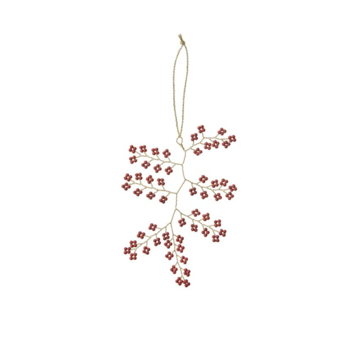 BUNGALOW Beaded Ornament Twig Niva Ruby
